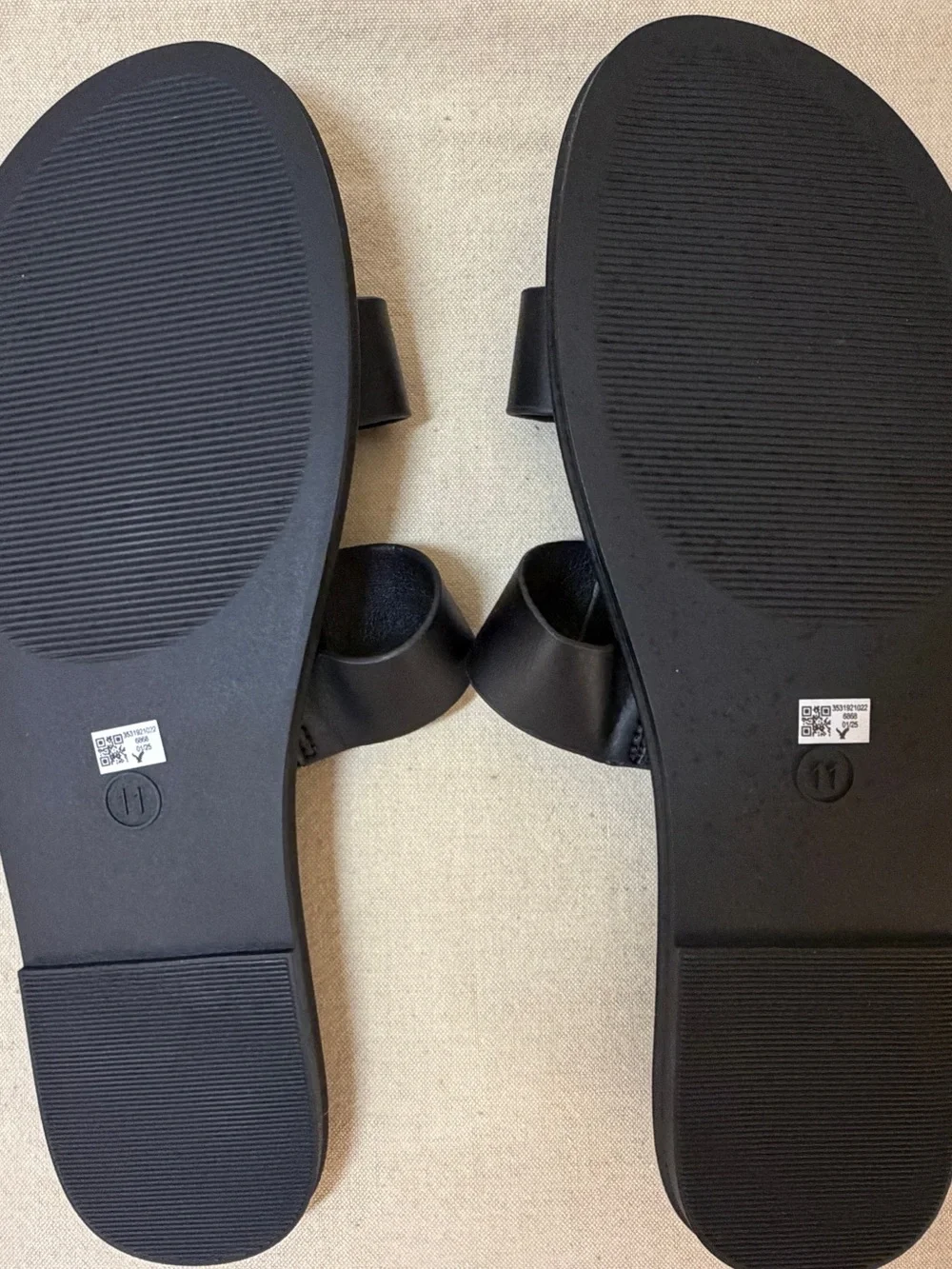 American Eagle Outfitters Black Double-Strap Leather Slide Sandals -Size 11
